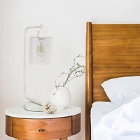 White Iron Industrial Bronson Table Lamp