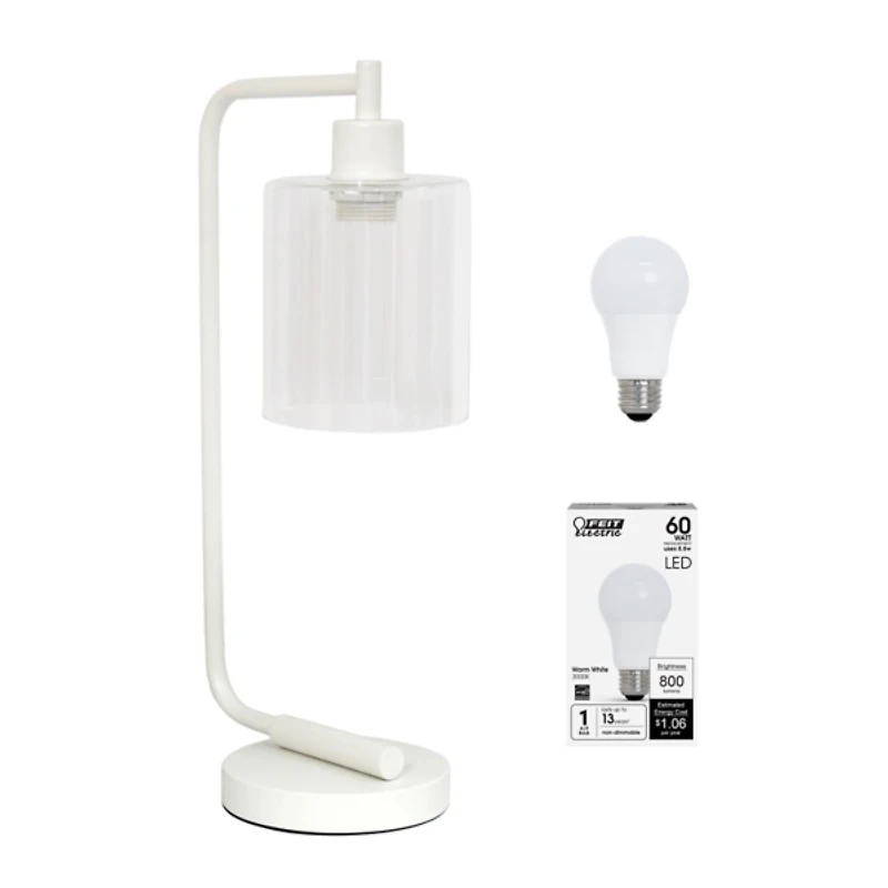 White Iron Industrial Bronson Table Lamp