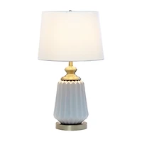 Gray Fluted Ceramic Table Lamp