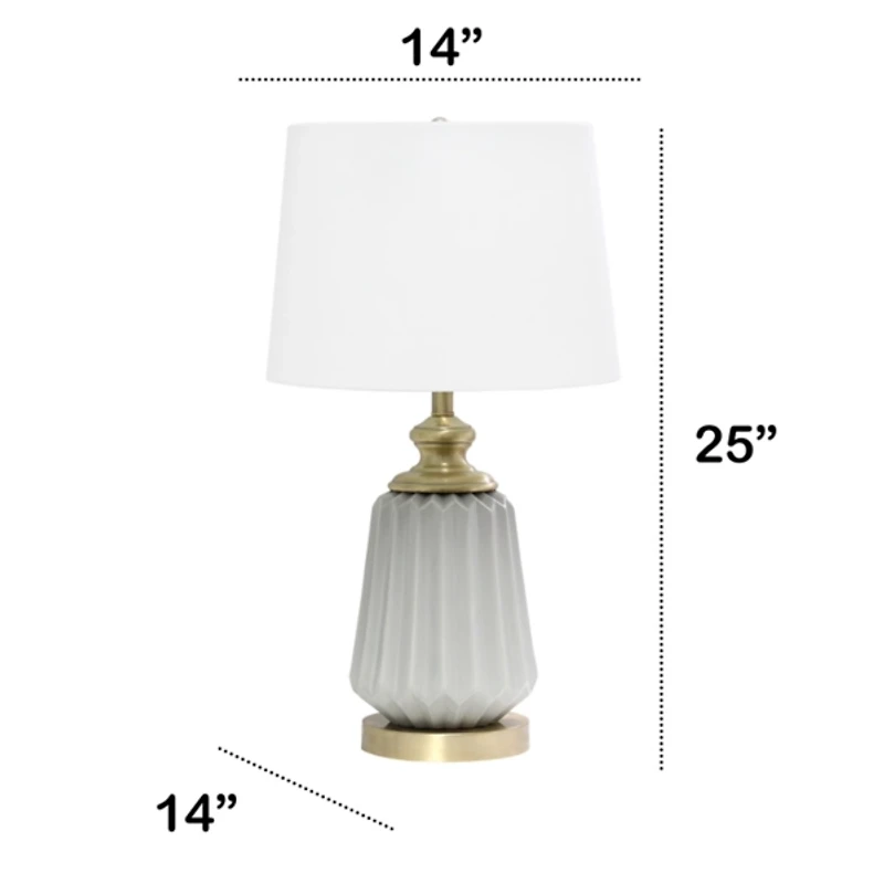 Gray Fluted Ceramic Table Lamp