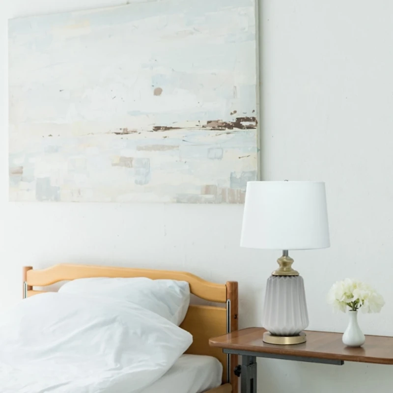 Gray Fluted Ceramic Table Lamp