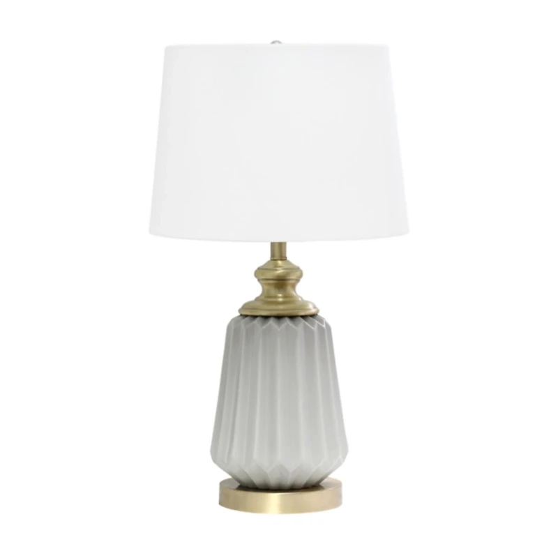 Gray Fluted Ceramic Table Lamp