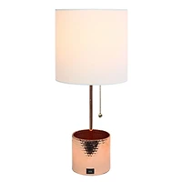 Rose Gold Metal Organizer Charging Table Lamp