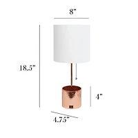 Rose Gold Metal Organizer Charging Table Lamp
