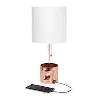 Rose Gold Metal Organizer Charging Table Lamp