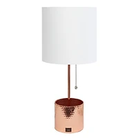 Rose Gold Metal Organizer Charging Table Lamp