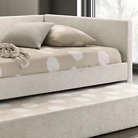 Beige Tufted Upholstered Twin Daybed with Trundle