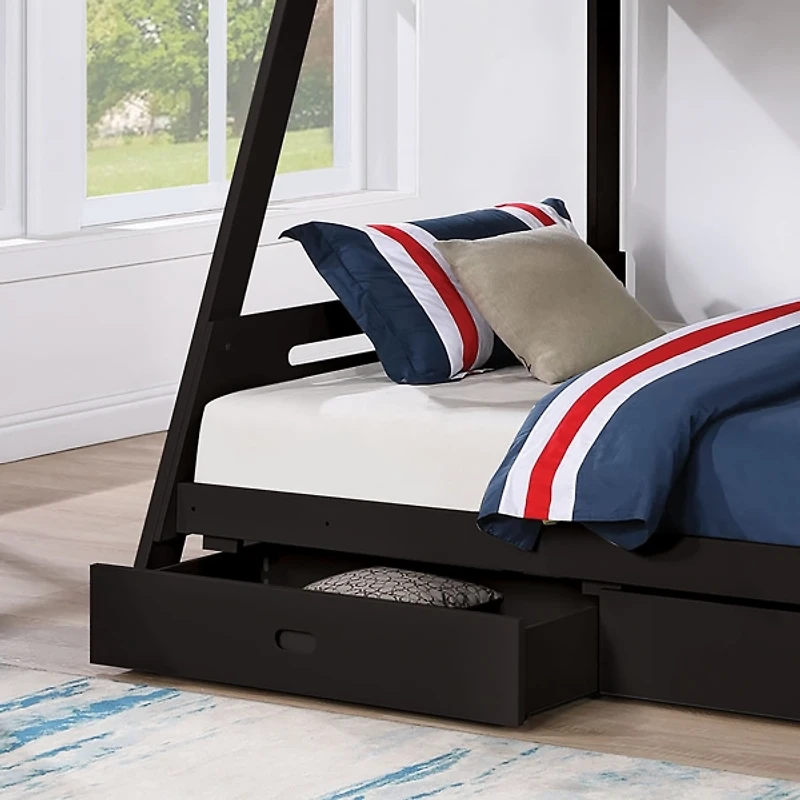 Black Wood Haulton Twin Over Full Bunk Bed