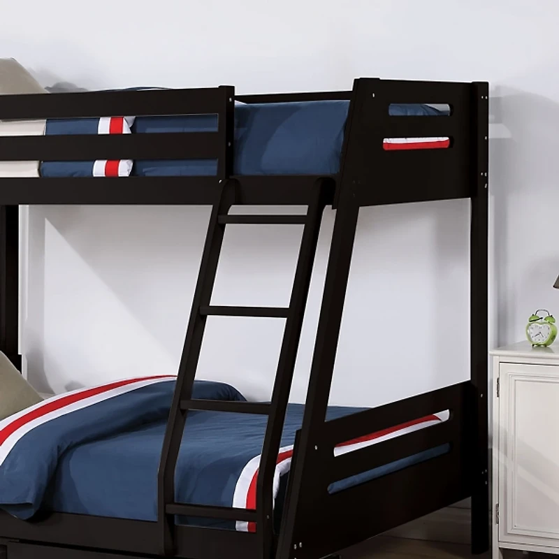 Black Wood Haulton Twin Over Full Bunk Bed