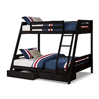 Black Wood Haulton Twin Over Full Bunk Bed