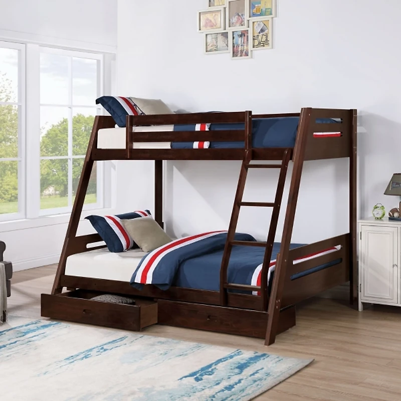 Espresso Wood Haulton Twin Over Full Bunk Bed