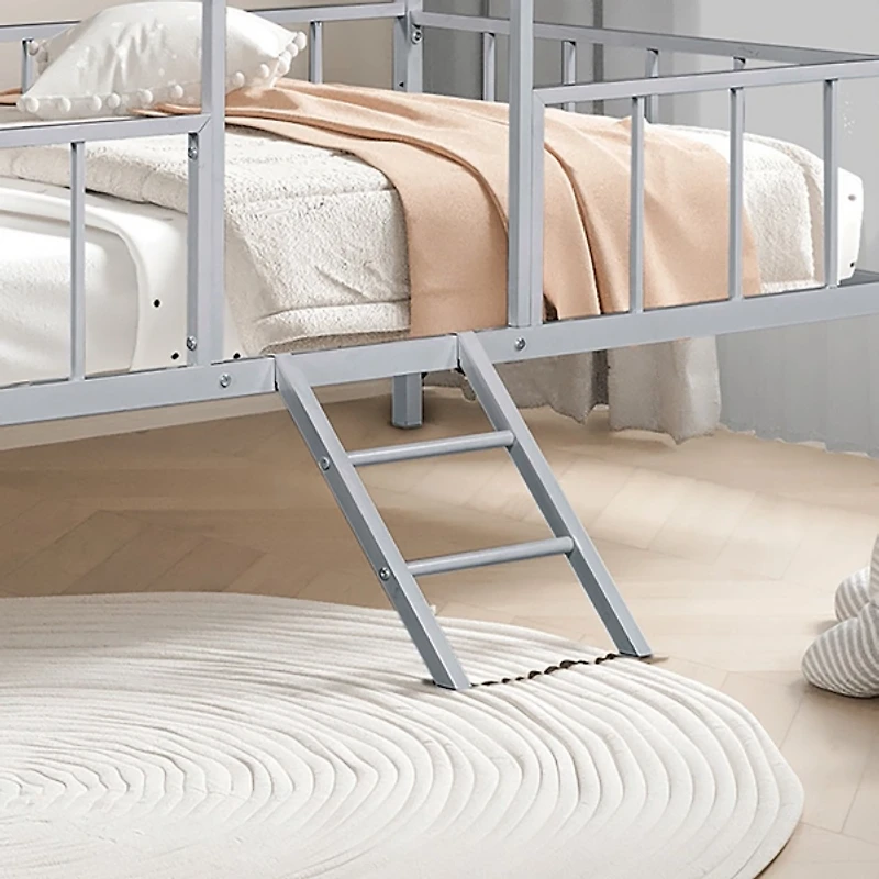 Silver Metal House Twin Loft Bed