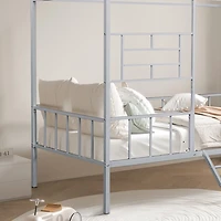 Silver Metal House Twin Loft Bed