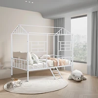 White Metal House Twin Loft Bed