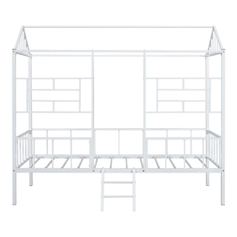 White Metal House Twin Loft Bed