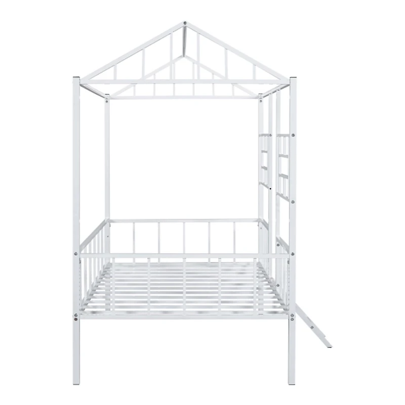 White Metal House Twin Loft Bed