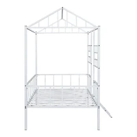 White Metal House Twin Loft Bed