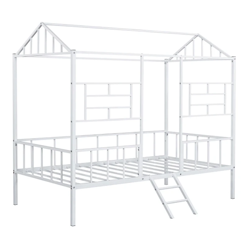 White Metal House Twin Loft Bed