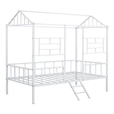 White Metal House Twin Loft Bed