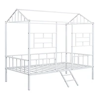 White Metal House Twin Loft Bed