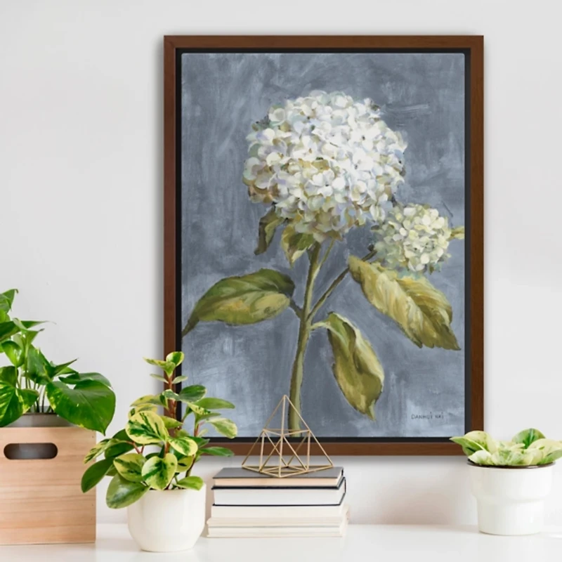Dusty Blue Hydrangea Framed Canvas Print