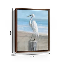 Egret by the Sea Framed Canvas Art Print, 32x42