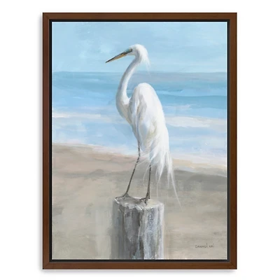 Egret by the Sea Framed Canvas Art Print, 32x42