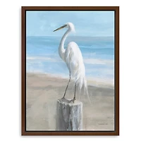 Egret by the Sea Framed Canvas Art Print, 32x42