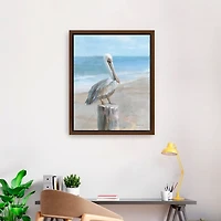 Pelican by the Sea Framed Canvas Art Print
