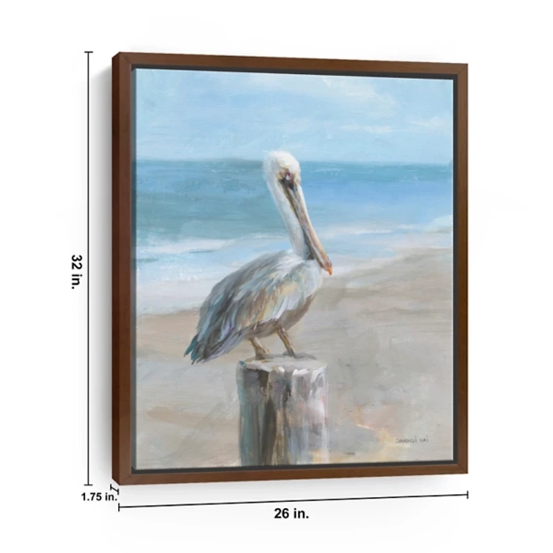 Pelican by the Sea Framed Canvas Art Print