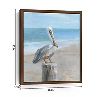 Pelican by the Sea Framed Canvas Art Print