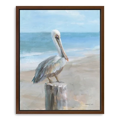 Pelican by the Sea Framed Canvas Art Print