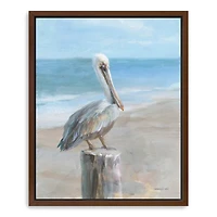Pelican by the Sea Framed Canvas Art Print
