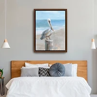 Pelican by the Sea Framed Canvas Art Print, 32x42