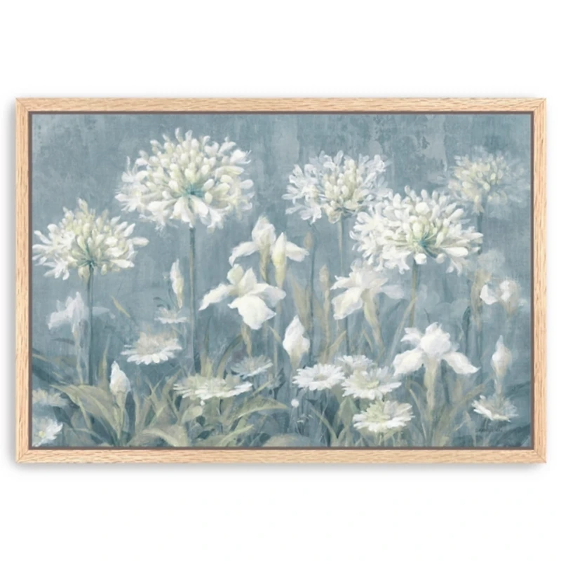Spring Blossoms II Blue Framed Canvas Print