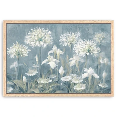 Spring Blossoms II Blue Framed Canvas Print