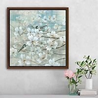 Chickadees and Dogwood Framed Canvas Print