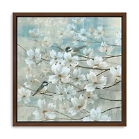 Chickadees and Dogwood Framed Canvas Print