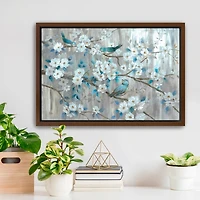 Teal Birds Framed Canvas Art Print
