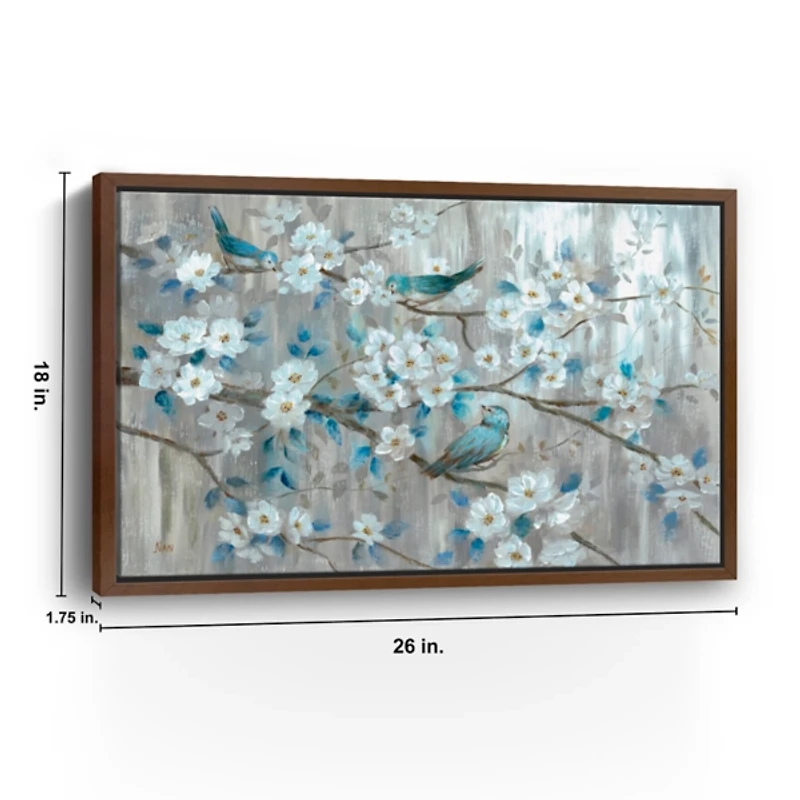 Teal Birds Framed Canvas Art Print