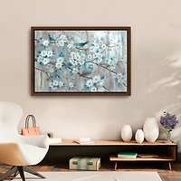 Teal Birds Framed Canvas Art Print, 38x26