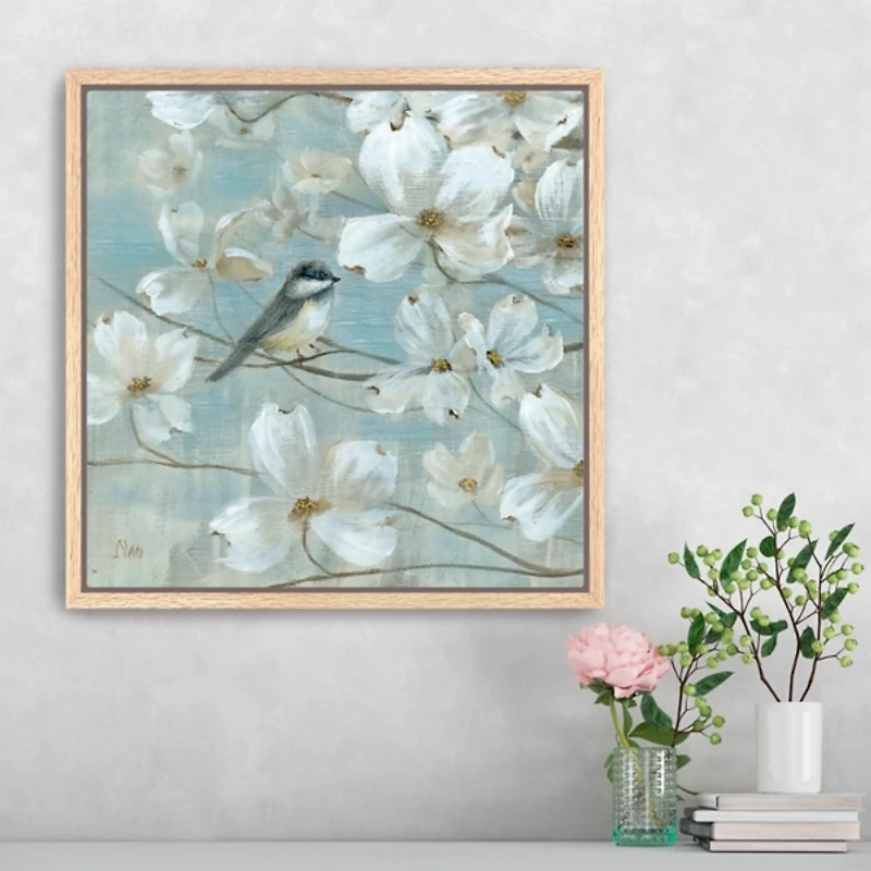 Chickadee Dogwood Detail I Framed Canvas