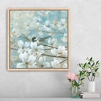 Chickadee Dogwood Detail II Framed Canvas