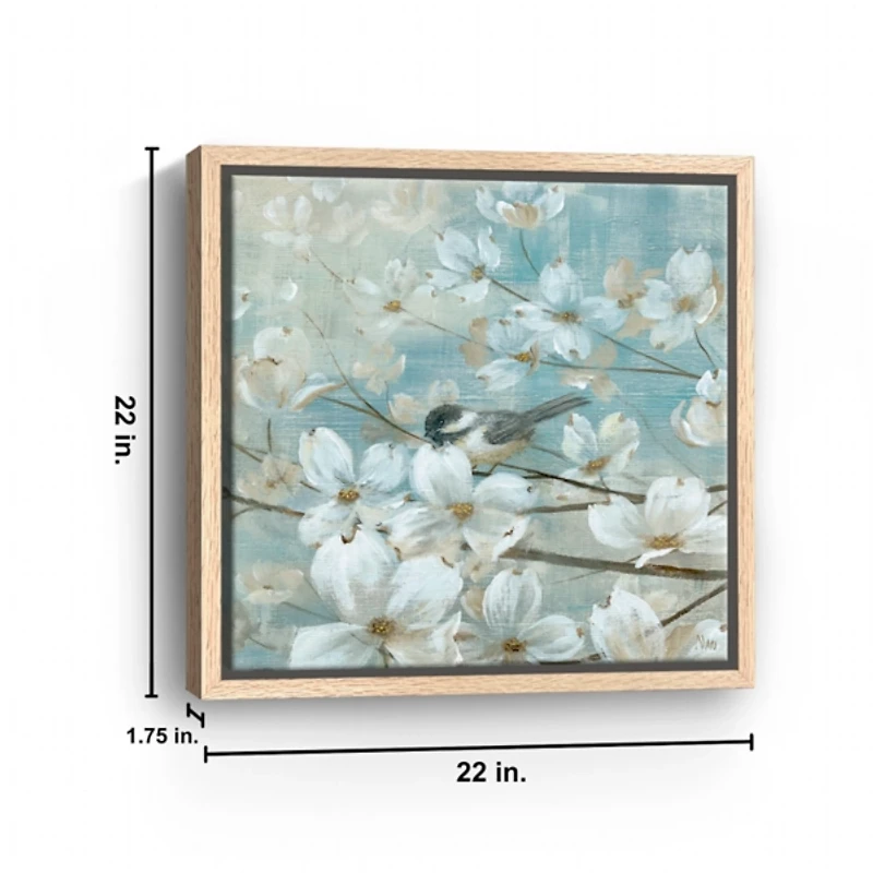 Chickadee Dogwood Detail II Framed Canvas