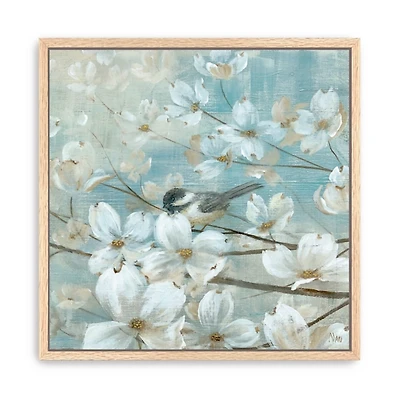 Chickadee Dogwood Detail II Framed Canvas