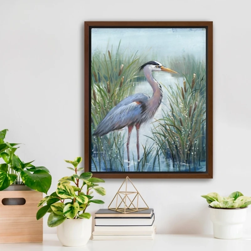 Marsh Heron I Framed Canvas Art Print