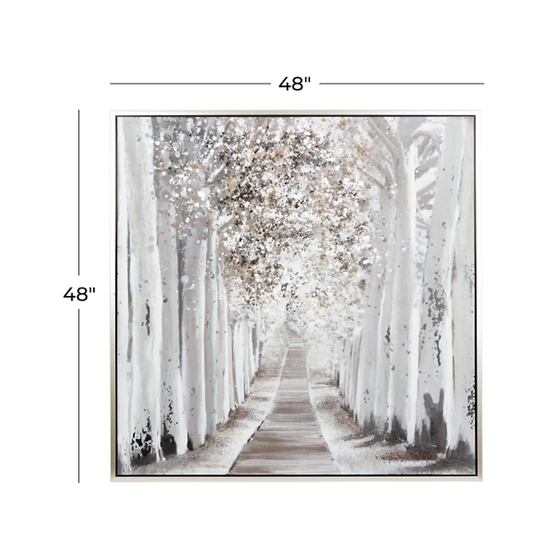 Gray Lined Forest Framed Canvas Art Print