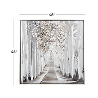 Gray Lined Forest Framed Canvas Art Print