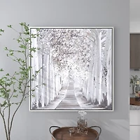 Gray Lined Forest Framed Canvas Art Print