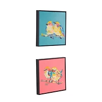 Pink & Blue Birds Framed Canvas Prints, Set of 2